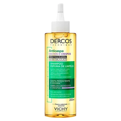Shampoo Espuma de Limpeza Anticaspa Piroctona Olamina Ácido Salicílico Vichy Dercos Almotolia 200ml
